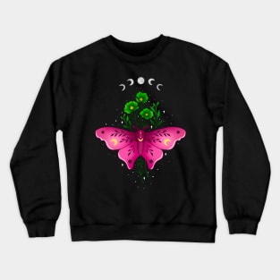 Celestial Moth and Floral Crewneck Sweatshirt